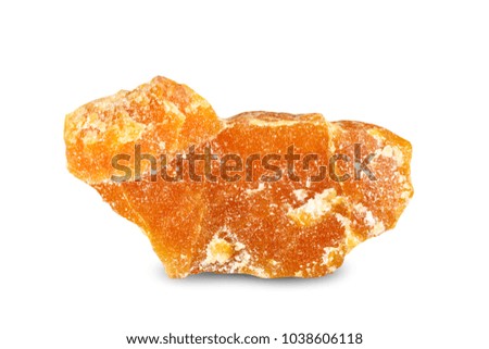 Macro shooting of natural gemstone. Mineral simbircite. Isolated object on a white background.
