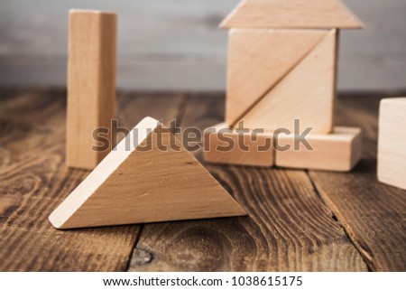 wooden blocks of children's toys Royalty-Free Stock Photo #1038615175