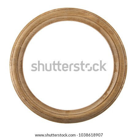 round wooden frame isolated on white background