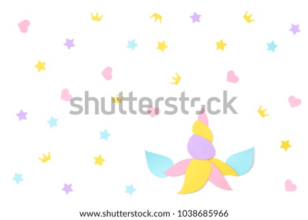 Unicorn horn paper cut on white background - isolated