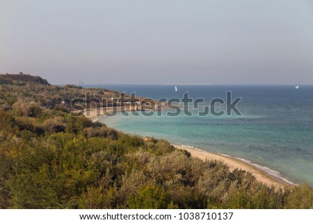 Beautiful exotic beach at the Black Sea  Royalty-Free Stock Photo #1038710137
