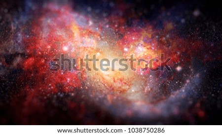 Nebula and spiral galaxies in space. Science fiction art with small DOF. Elements of this image furnished by NASA.
