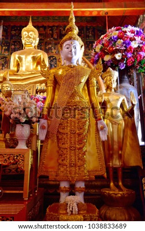 Golden Buddha in temple Ayutthaya historical park
