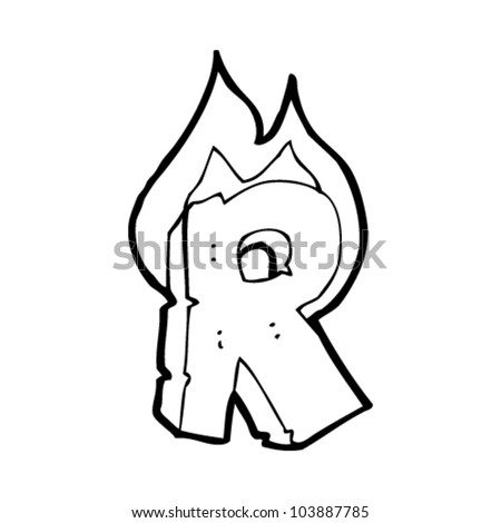 cartoon flaming letter r