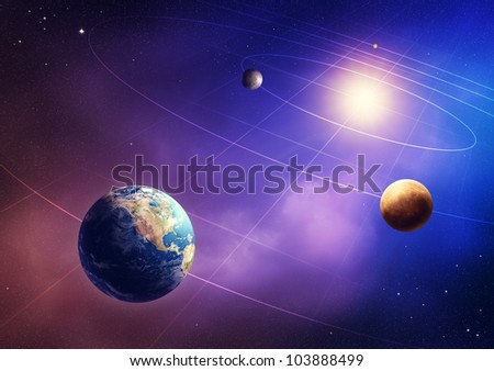 Inner four solar system planets (Elements of this image furnished by NASA- earthmap  http://visibleearth.nasa.gov)