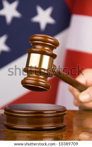 Gavel and american flag, symbol for jurisdiction Royalty-Free Stock Photo #10389709