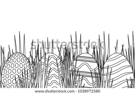 uncolored easter eggs on grass design 