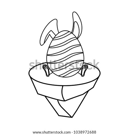 easter rabbit with egg vector illustration