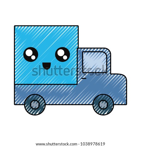 kawaii cargo truck icon 