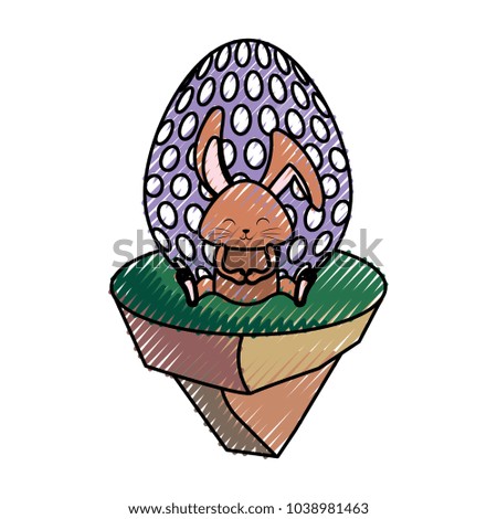 rabbit with easter egg  vector illustration