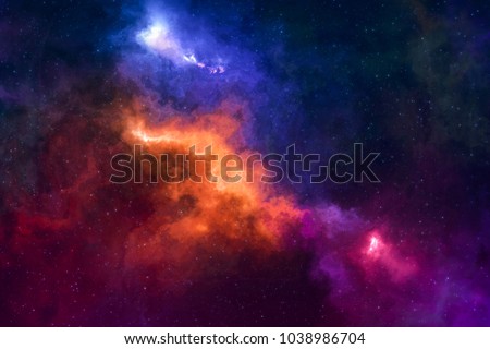 High definition star field, colorful night sky space. Nebula and galaxies in space. Astronomy concept background. Royalty-Free Stock Photo #1038986704