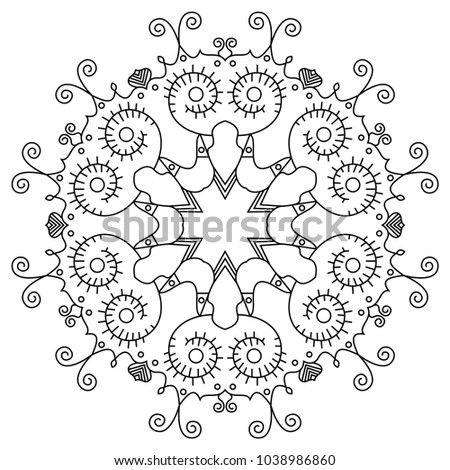 Monochrome decorative mandala shape