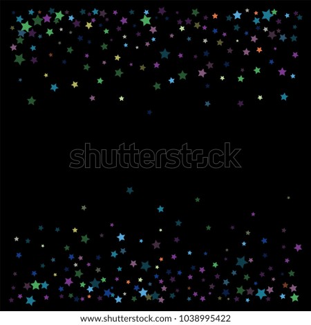 Glitter Vector Falling Stars Pattern. Cool Vintage Confetti Celebration Border, Frame. Christmas, New Year, Birthday, Music Party Ornament. VIP Vintage Glitter Vector Falling Stars Pattern