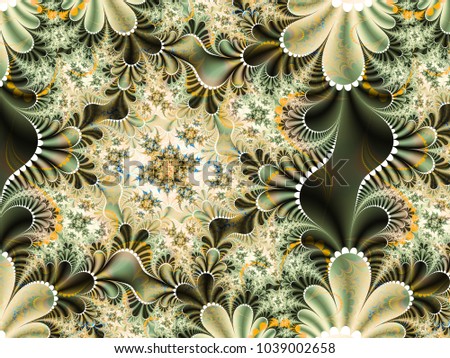 Abstract fractal background Oriental Garden computer-generated image. Beautiful abstract background for wallpaper. Fractal digital artwork for creative graphic design.