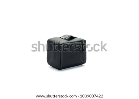 Black lens case bag isolated on white background