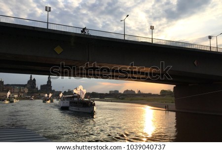Steam boat parade in Dresden  Royalty-Free Stock Photo #1039040737