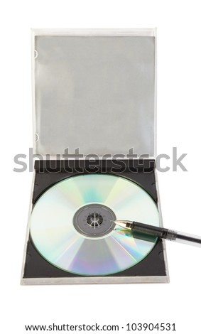 Pen and disk isolated on a white
