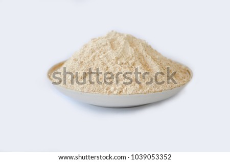 Wholemeal flour on white background	

