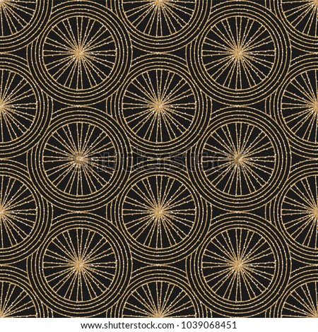 Art Deco Seamless Geometric Pattern. Elegant Wallpaper Design with Gold Texture. Abstract Vintage Background. Vector illustration