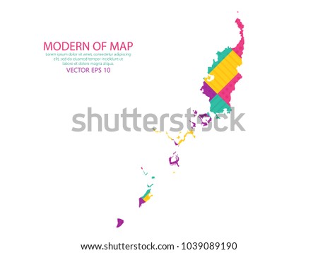 Map of Palau - Modern Geometric dots and lines background, colorful carving art - blue, yellow and purple. Vector illustration eps 10.