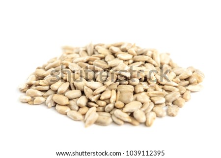 Sunflower seeds isolated on white background.