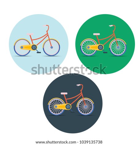 Multicolored bike icons on white background.
