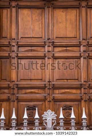 Wooden massive door entrance in rome, Italy