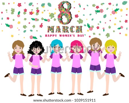 International Women's Day 8 March.design in colorful. Template for a poster, cards, banner.vector
