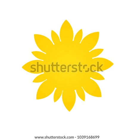 Hand drawn cute shinny sun. Vector graphic illustration. Yellow summer logo, symbol, icon, sign.
