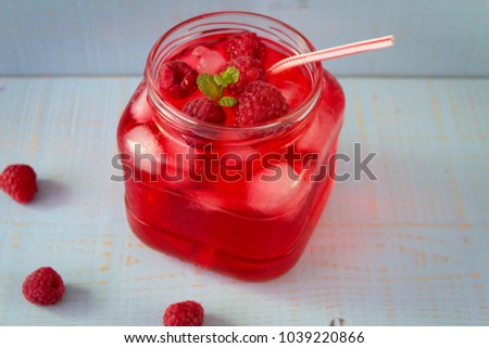 Raspberry cocktail. Cold summer drink
