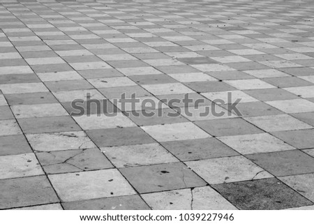 stone floor, square pattern, black and white Royalty-Free Stock Photo #1039227946