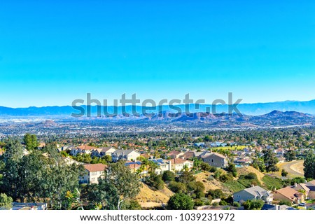 Inland Empire Southern California on clear spring morning looking east
