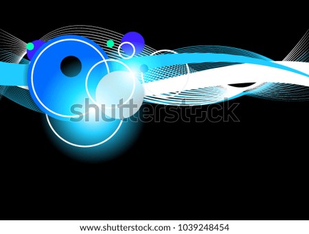 Blue abstract template for card or banner. Metal Background with waves and reflections. Business background, silver, illustration. Illustration of abstract background with a metallic element
