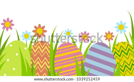 Colorful Easter eggs in grass. Easter decoration. Clip art isolated on white