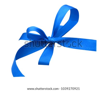 A festive blue ribbon shopping isolated on white background 