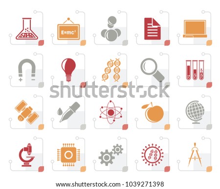 Stylized Science, Research and Education Icons - Vector Icon set