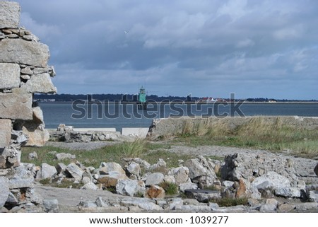 Broken Wall, Rubble and Sea View