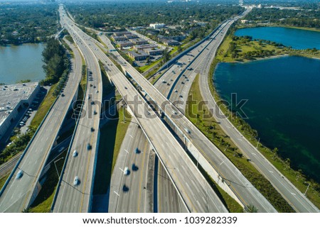 Drone shot of a highway interchange