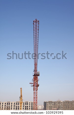 tower crane in the blue sky background