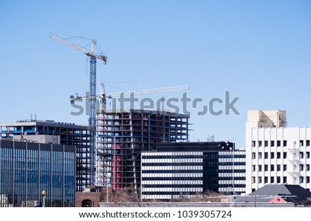 San Jose skyline with new skyscrapers under construction, Silicon Valley, San Francisco bay area, California