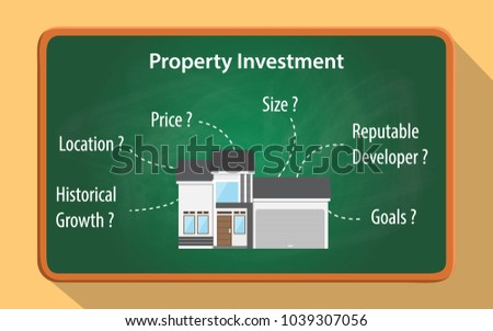 property investment checklist on the greenboard vector graphic illustration Royalty-Free Stock Photo #1039307056