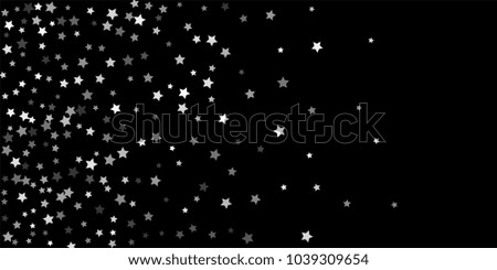 Abstract flying confetti star. A falling star background. Random white stars shine against a black background. Suitable for your design, cards, invitations, gifts.