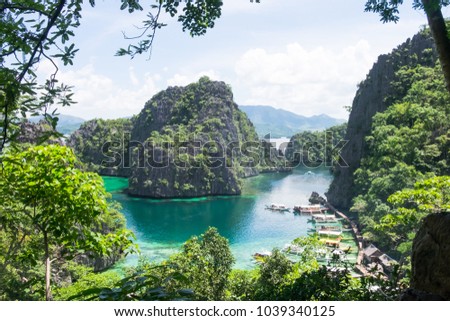 Rock formation in the ocean - Coron, Palawan, Philippines Royalty-Free Stock Photo #1039340125