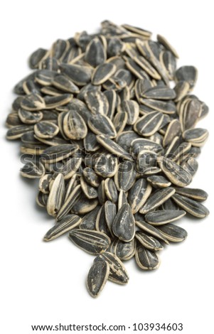 High Resolution closeup of sunflower seeds, selected depth of focus