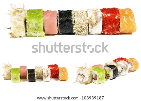 Assorted sushi isolated a few photos