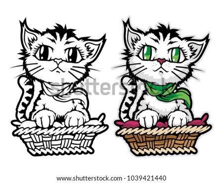 funny cute cat vector mascot with white background