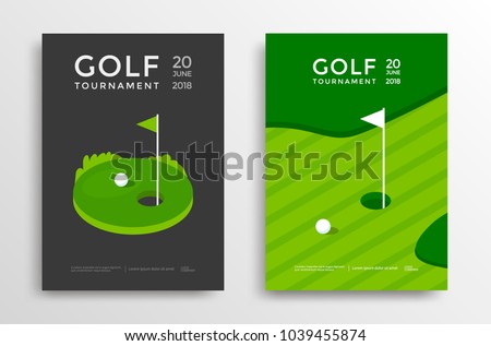 Golf tournament poster design template. Vector sport flyer Royalty-Free Stock Photo #1039455874