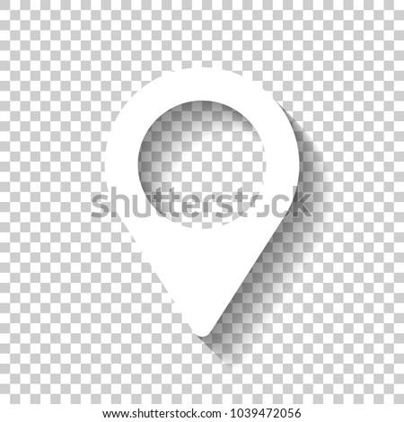 Map label icon. White icon with shadow on transparent background Royalty-Free Stock Photo #1039472056