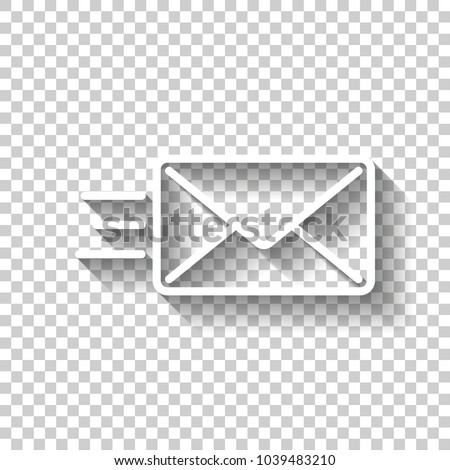 send mail icon. sms line. White icon with shadow on transparent background Royalty-Free Stock Photo #1039483210