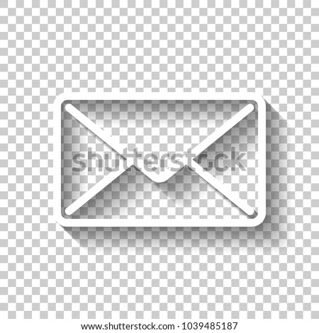 mail close icon. White icon with shadow on transparent background Royalty-Free Stock Photo #1039485187